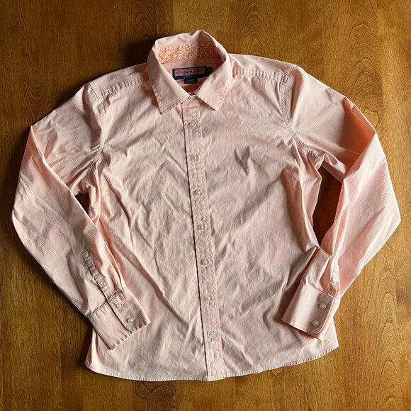 Vineyard Vines peach gingham button-down 10 - Picture 1 of 7